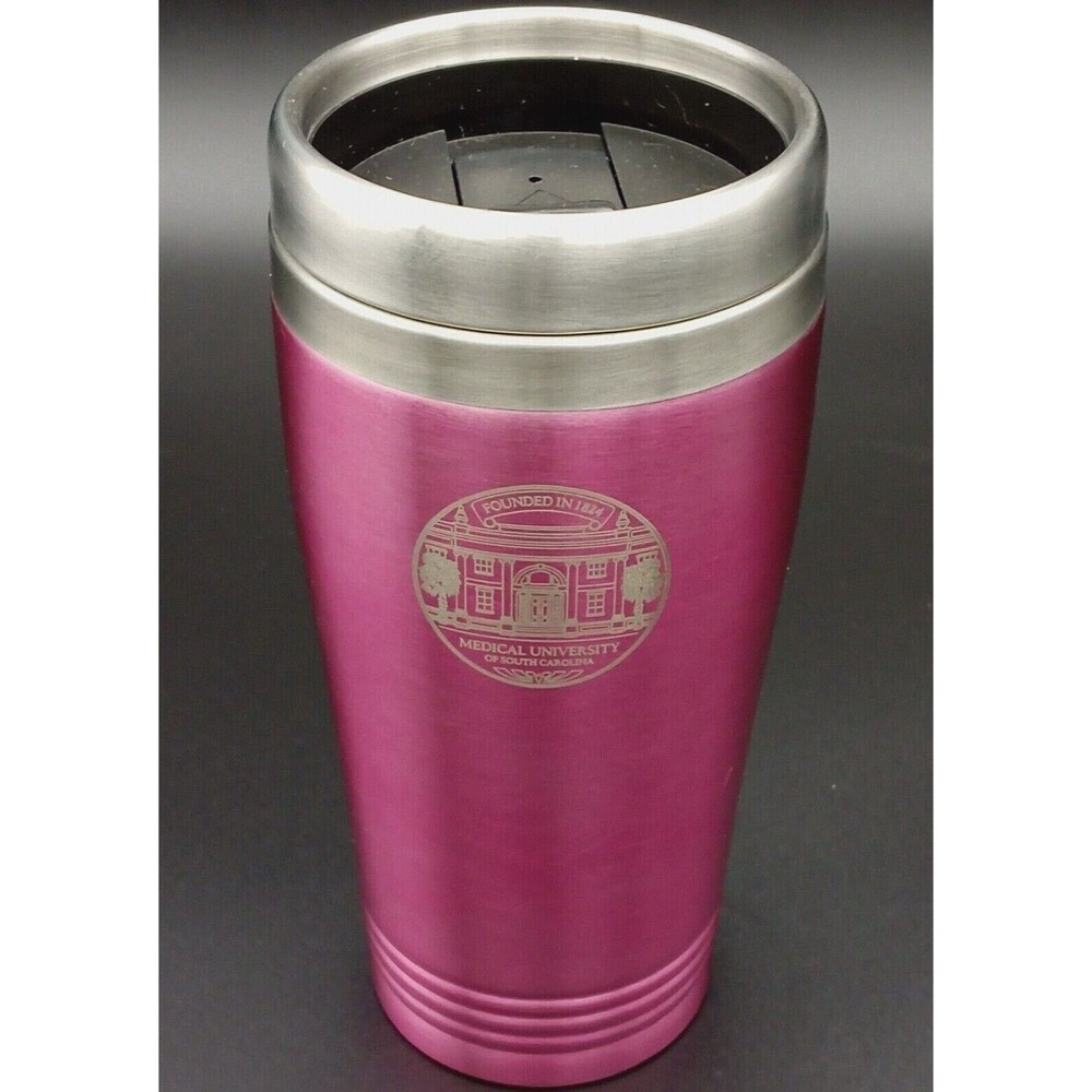 Pink Stainless Steel Insulated Travel Cup Mug Medical University of SC With Lid